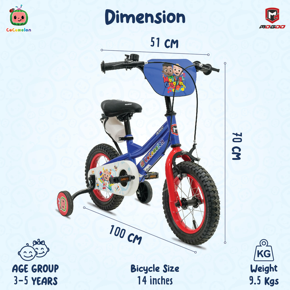 Mogoo Cocomelon Beats 14" Kids Bike