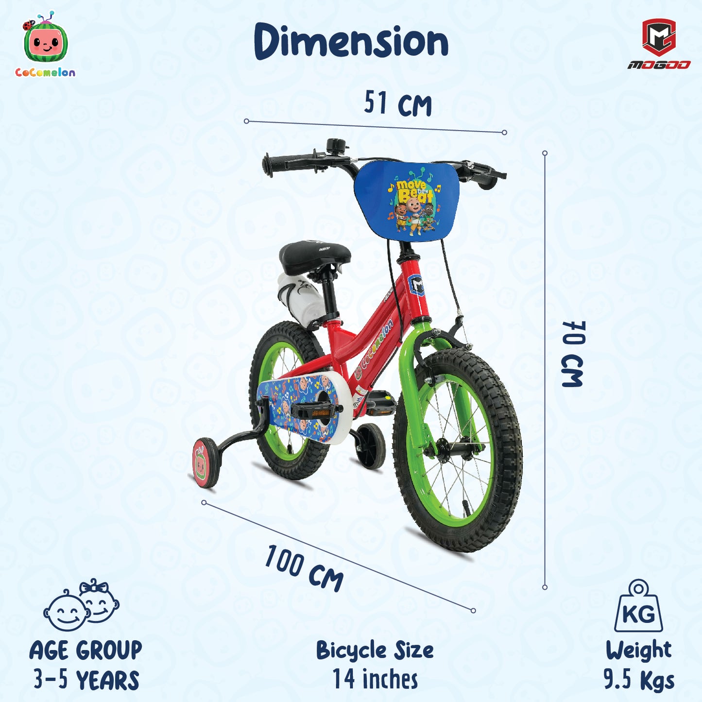 Mogoo Cocomelon Beats 14" Kids Bike
