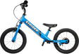 Blue Strider balance bike on a white background