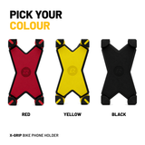 Pick your colour: X-Grip bike phone holder in red, yellow and black
