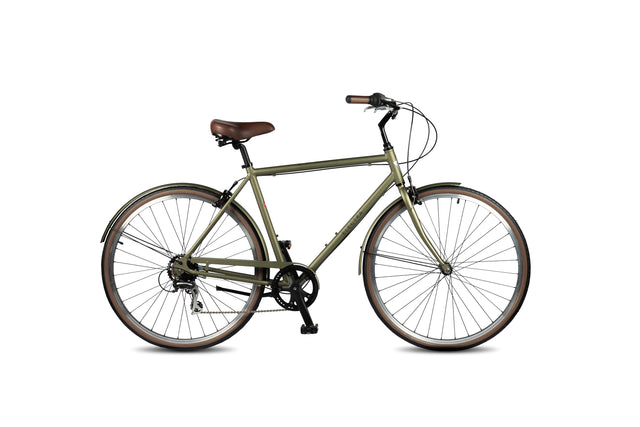 Green bicycle on a white background