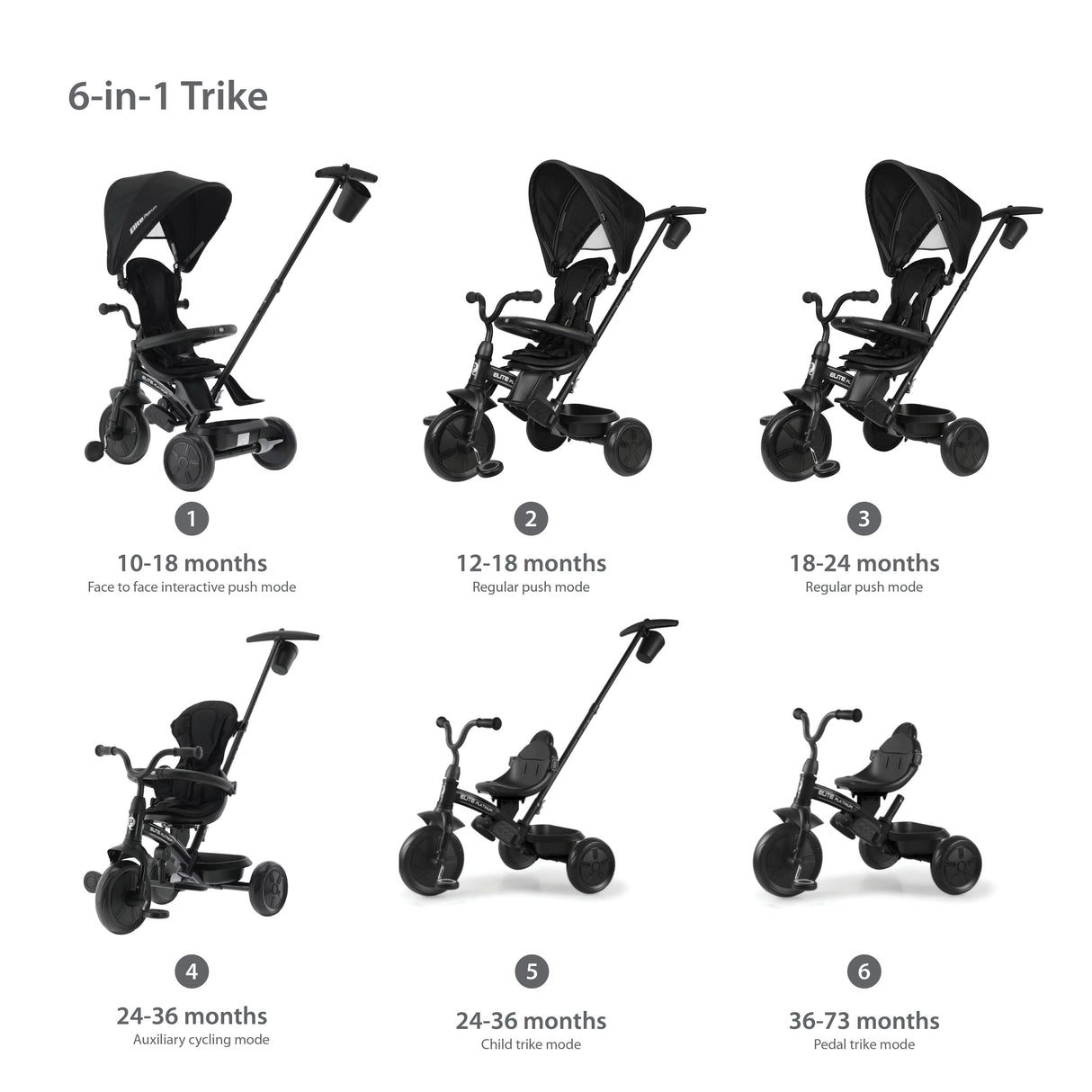 Qplay Elite Platinum 6 in 1 Tricycle