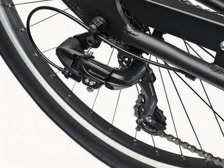 Close-up of a bicycle gear system 