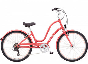 Peach bicycle on a white background