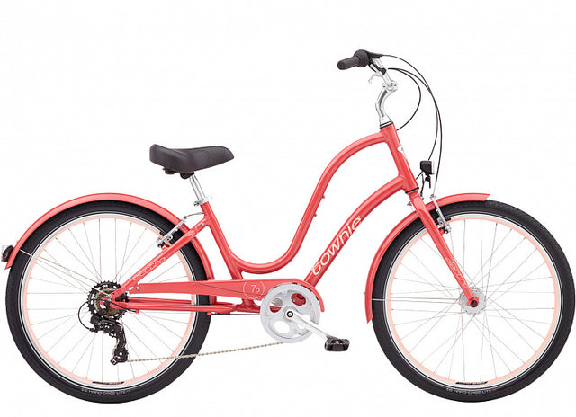 Peach bicycle on a white background