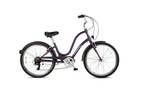Dark purple bicycle on a white background