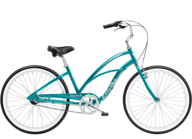 Teal bicycle on a white background