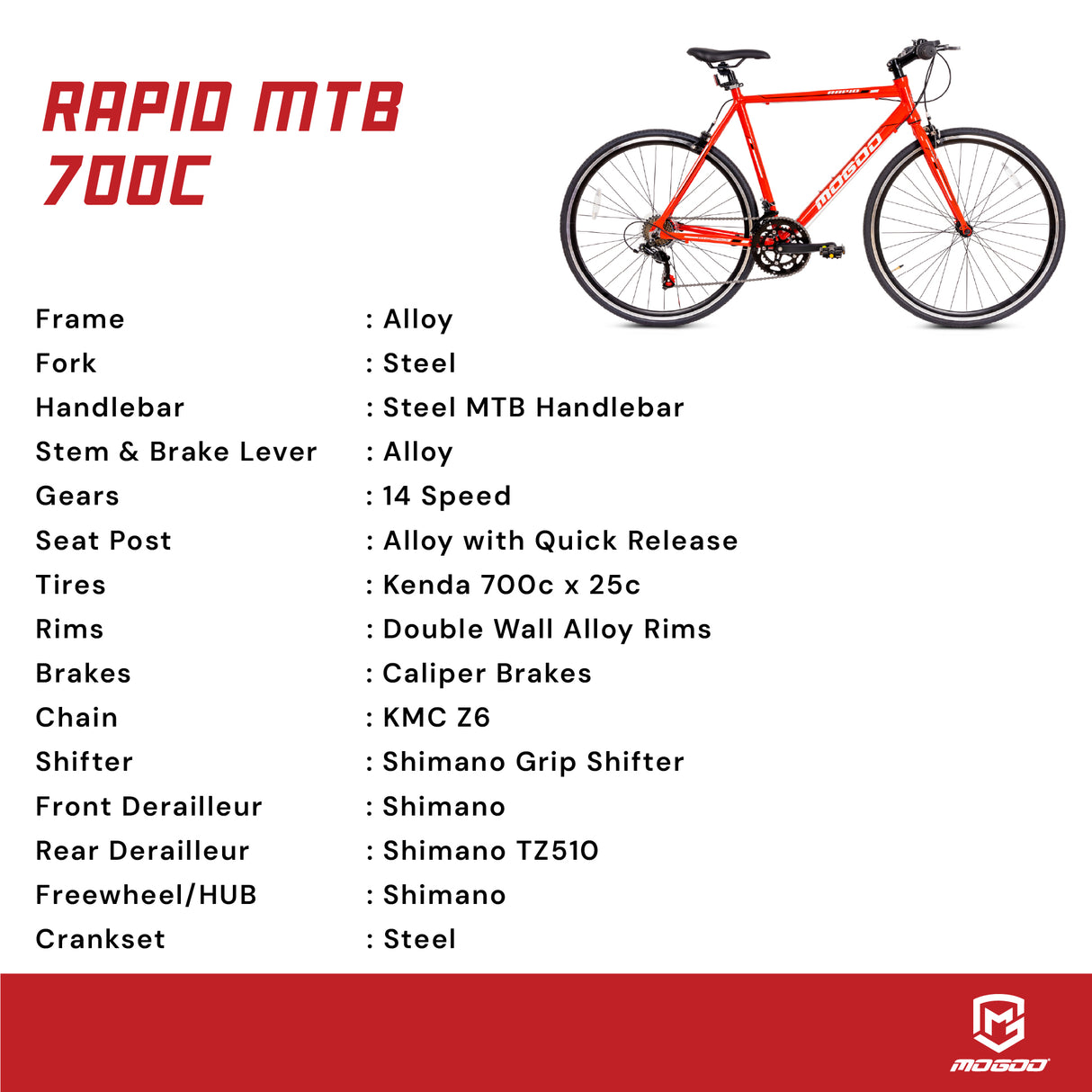 Mogoo Rapid 700c Hybrid Bike (Renewed)