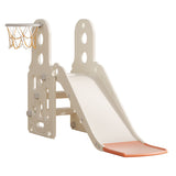 Children's playground slide with basketball hoop on a white background