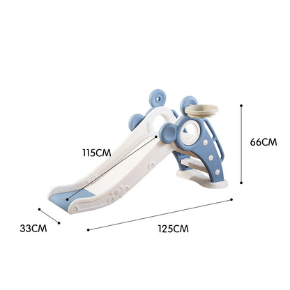 Children's slide with measurements on a white background