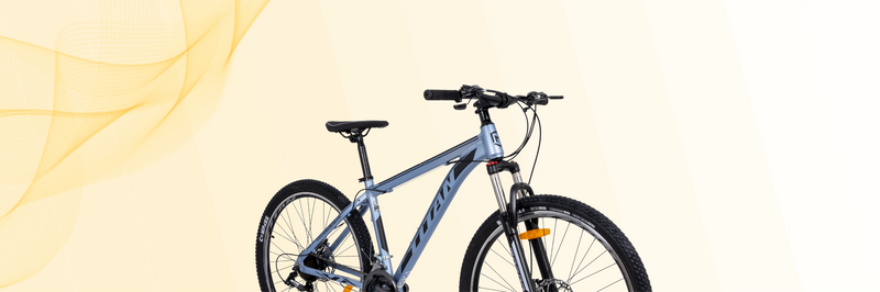 Blue bicycle on a light beige background