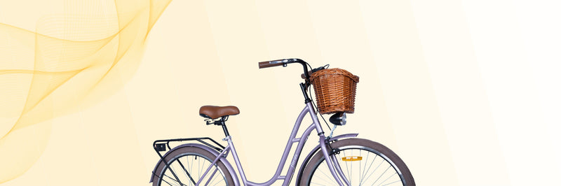 Bicycle with a basket on a light yellow background