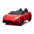 A white Maserati MC20 kids electric ride-on car with black wheels and interior, featuring realistic vehicle details and a brand logo.