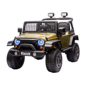 Toy off-road vehicle with detailed features on a white background
