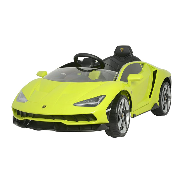 green lamborghini toy sports car with black interior on a white background