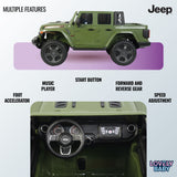 Green Jeep with features labeled on a white background