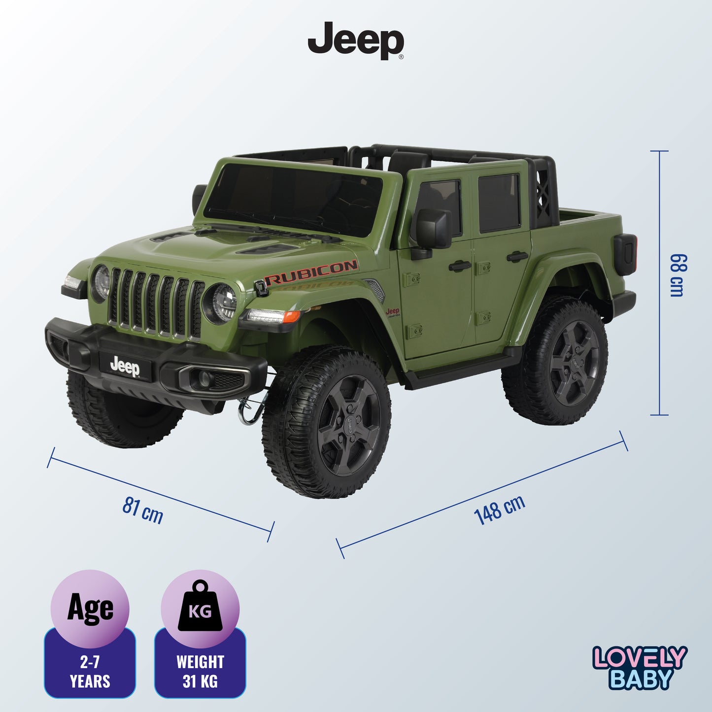 Jeep Wrangler Rubicon Electric Ride-On Car