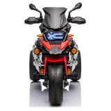 Toy motorcycle with a blue light on a white background