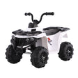 White and black toy ATV on a white background