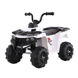White and black toy ATV on a white background