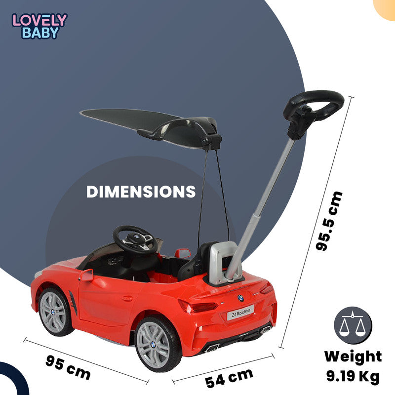 BMW Z4 Roadster Ride-On Car with Push Handle
