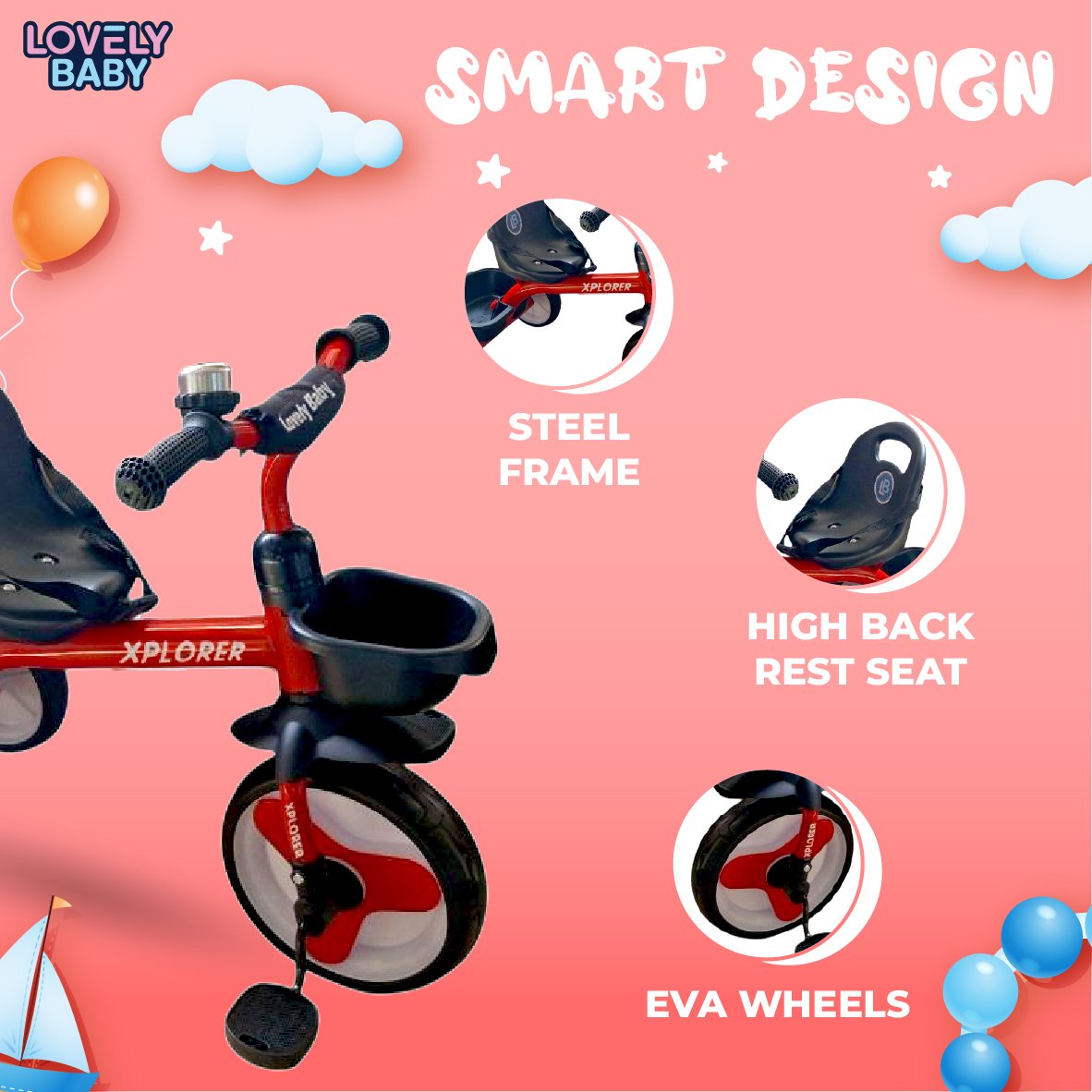 Lovely Baby High-Back Tricycle