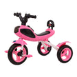 Pink and black tricycle on a white background
