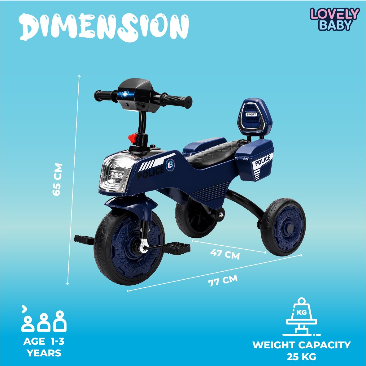 Lovely Baby Side-Basket Tricycle