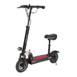 Red electric scooter with a seat on a white background