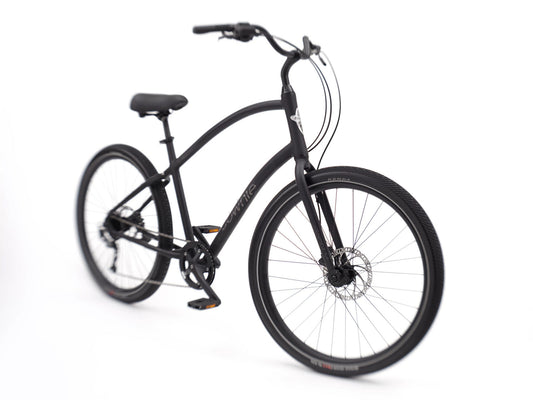 Black bicycle on a white background