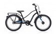 Black children's bicycle with blue accents on a white background