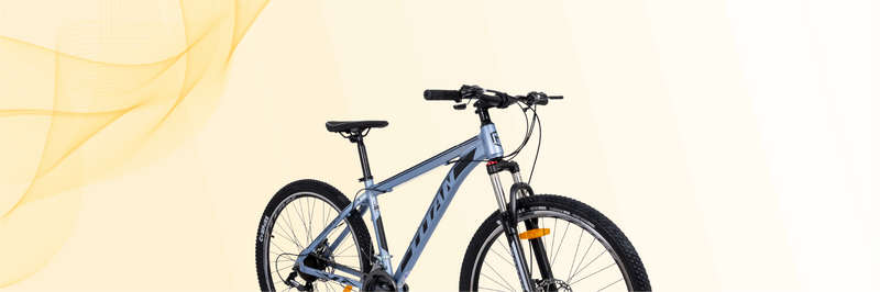 Blue bicycle on a light yellow background