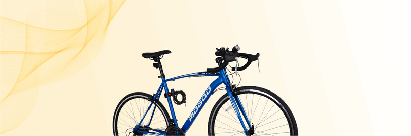 Blue bicycle on a beige background