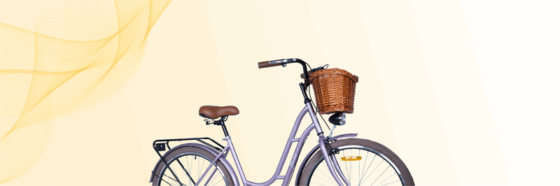 Bicycle with a basket on a light yellow background