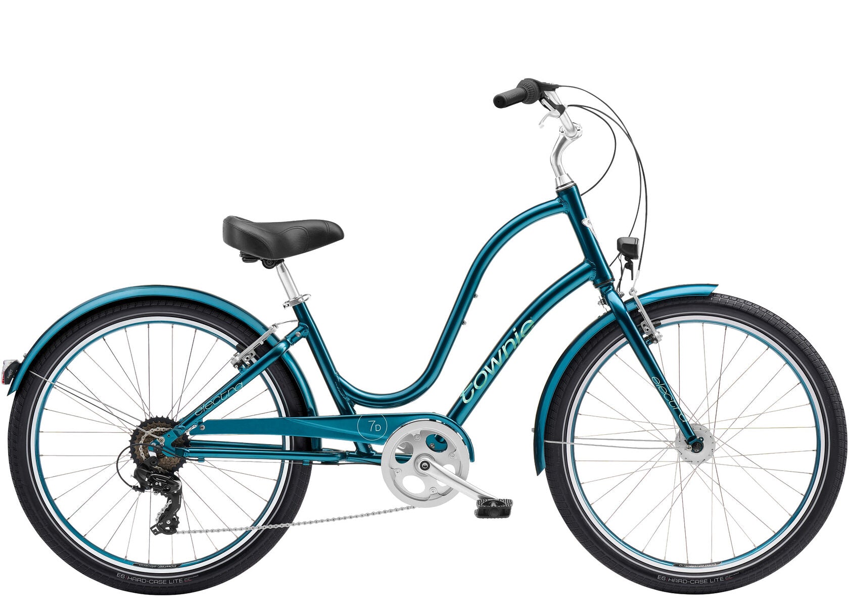 Teal bicycle on a white background