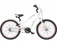 White children's bicycle with colorful accents on a white background