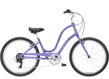 Purple bicycle on a white background