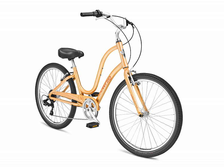 Orange bicycle on a white background