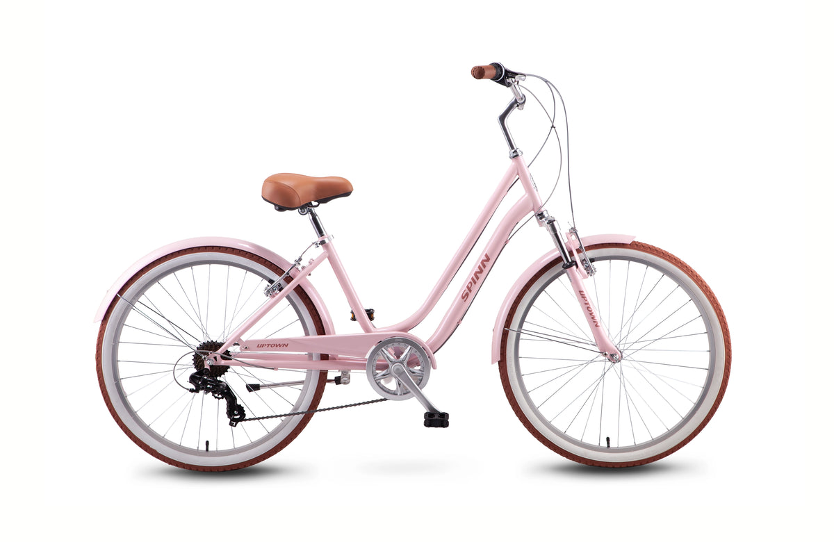 Spinn Uptown Ladies 26" Cruiser Bike in Candyfloss Pink