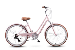 Spinn Uptown 7D Step Thru 24" Cruiser Bike in Candyfloss Pink