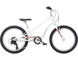 White children's bicycle with black tires on a white background