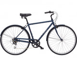 Navy blue bicycle on a white background