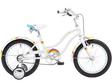White children's bicycle with rainbow accents on a white background